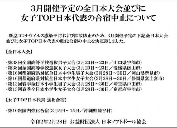 第16回都道府県対抗（3/28～30）中止のお知らせ